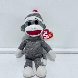 Ty Beanie Baby Socks The Gray Sock Monkey Plush‎ Stuffed Animal 9”